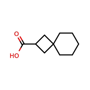 Chemical structure of spiro[3.5]nonane-2-carboxylic acid , CAS 92015-84-4, AChemBlock Q58153
