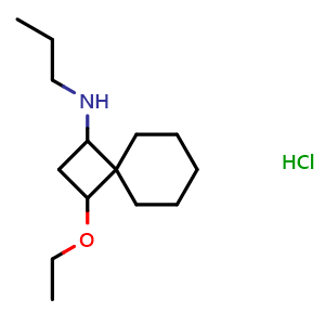 Chemical structure of 3-ethoxy-N-propylspiro[3.5]nonan-1-amine hydrochloride , CAS 1354953-89-1, AChemBlock Q58158