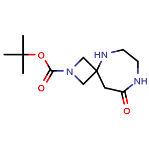 Chemical structure of tert-butyl 9-oxo-2,5,8-triazaspiro[3.6]decane-2-carboxylate , CAS 2044901-67-7, AChemBlock Q58177