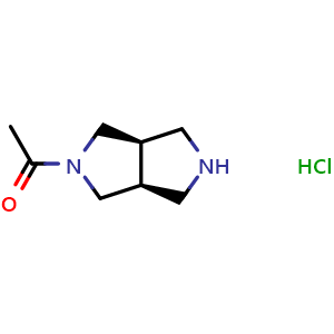 Chemical structure of rel-1-((3aR,6aS)-hexahydropyrrolo[3,4-c]pyrrol-2(1H)-yl)ethan-1-one hydrochloride , CAS 2888535-80-4, AChemBlock Q58180