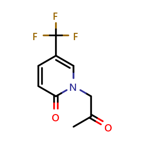 Chemical structure of 1-(2-oxopropyl)-5-(trifluoromethyl)pyridin-2(1H)-one , CAS 1339334-35-8, AChemBlock Q58202