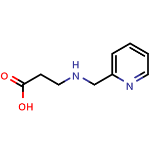 Chemical structure of 3-((pyridin-2-ylmethyl)amino)propanoic acid , CAS 926188-82-1, AChemBlock Q58203