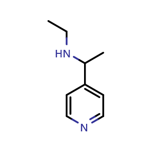 Chemical structure of N-ethyl-1-(pyridin-4-yl)ethan-1-amine , CAS 63557-64-2, AChemBlock Q58232