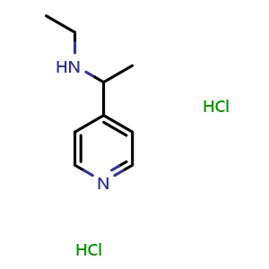Chemical structure of N-ethyl-1-(pyridin-4-yl)ethan-1-amine dihydrochloride , CAS 1334146-92-7, AChemBlock Q58233