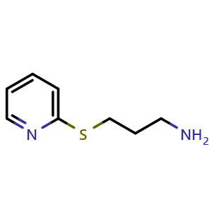 Chemical structure of 3-(Pyridin-2-ylthio)propan-1-amine , CAS 81074-69-3, AChemBlock Q58262