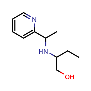 Chemical structure of 2-((1-(pyridin-2-yl)ethyl)amino)butan-1-ol , CAS 1038259-96-9, AChemBlock Q58277
