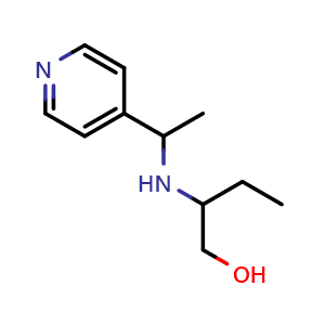 Chemical structure of 2-((1-(pyridin-4-yl)ethyl)amino)butan-1-ol , CAS 1042623-50-6, AChemBlock Q58278