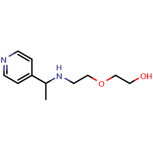 Chemical structure of 2-(2-((1-(pyridin-4-yl)ethyl)amino)ethoxy)ethan-1-ol , CAS 1038247-20-9, AChemBlock Q58280