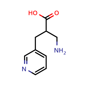 Chemical structure of 3-amino-2-(pyridin-3-ylmethyl)propanoic acid , CAS 910444-18-7, AChemBlock Q58295