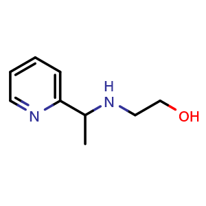 Chemical structure of 2-((1-(pyridin-2-yl)ethyl)amino)ethan-1-ol , CAS 1038341-14-8, AChemBlock Q58298