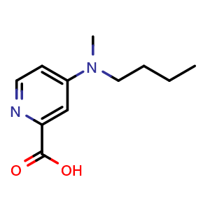Chemical structure of 4-(butyl(methyl)amino)picolinic acid , CAS 1094219-12-1, AChemBlock Q58300