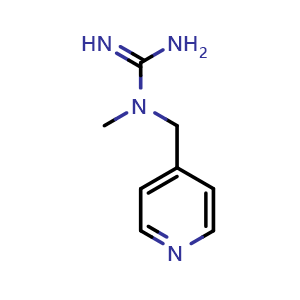 Chemical structure of 1-methyl-1-(pyridin-4-ylmethyl)guanidine , CAS 46114-71-0, AChemBlock Q58302