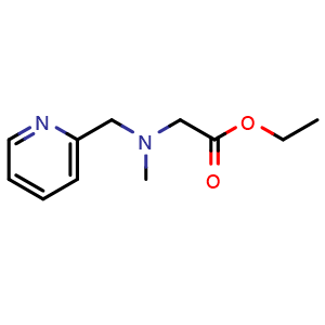 Chemical structure of ethyl N-methyl-N-(pyridin-2-ylmethyl)glycinate , CAS 669083-44-7, AChemBlock Q58306