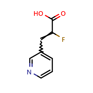 Chemical structure of 2-fluoro-3-(pyridin-3-yl)acrylic acid , CAS 1808068-49-6, AChemBlock Q58319