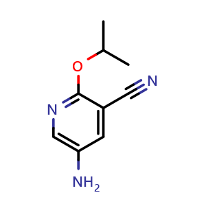 Chemical structure of 5-amino-2-isopropoxynicotinonitrile , CAS 1179272-25-3, AChemBlock Q58326