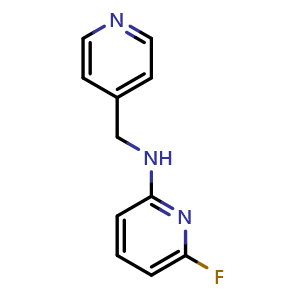 Chemical structure of 6-fluoro-N-(pyridin-4-ylmethyl)pyridin-2-amine , CAS 1249482-70-9, AChemBlock Q58334