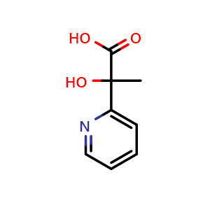 Chemical structure of 2-Hydroxy-2-(pyridin-2-yl)propanoic acid , CAS 115919-16-9, AChemBlock Q58336