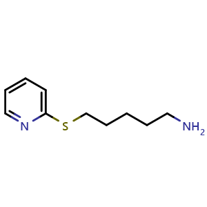 Chemical structure of 5-(Pyridin-2-ylthio)pentan-1-amine , CAS 642092-82-8, AChemBlock Q58354