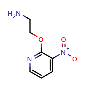 Chemical structure of 2-((3-nitropyridin-2-yl)oxy)ethan-1-amine , CAS 1249369-16-1, AChemBlock Q58386