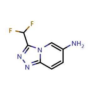 Chemical structure of 3-(difluoromethyl)-[1,2,4]triazolo[4,3-a]pyridin-6-amine , CAS 1249492-45-2, AChemBlock Q58398