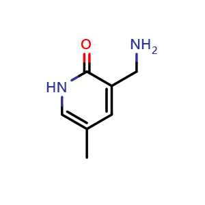 Chemical structure of 3-(aminomethyl)-5-methylpyridin-2(1H)-one , CAS 1250194-21-8, AChemBlock Q58409