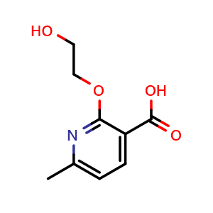 Chemical structure of 2-(2-hydroxyethoxy)-6-methylnicotinic acid , CAS 1343004-29-4, AChemBlock Q58411