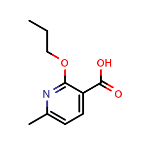 Chemical structure of 6-methyl-2-propoxynicotinic acid , CAS 1340346-64-6, AChemBlock Q58412