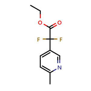 Chemical structure of ethyl 2,2-difluoro-2-(6-methylpyridin-3-yl)acetate , CAS 1341926-94-0, AChemBlock Q58434