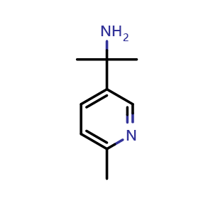 Chemical structure of 2-(6-methylpyridin-3-yl)propan-2-amine , CAS 566155-78-0, AChemBlock Q58436