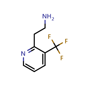 Chemical structure of 2-(3-(trifluoromethyl)pyridin-2-yl)ethan-1-amine , CAS 910386-53-7, AChemBlock Q58443