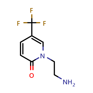 Chemical structure of 1-(2-aminoethyl)-5-(trifluoromethyl)pyridin-2(1H)-one , CAS 1267589-10-5, AChemBlock Q58448