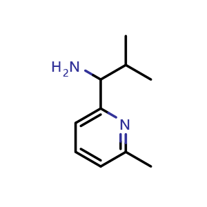 Chemical structure of 2-methyl-1-(6-methylpyridin-2-yl)propan-1-amine , CAS 1270396-65-0, AChemBlock Q58462