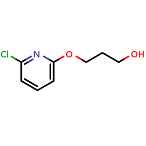 Chemical structure of 3-((6-chloropyridin-2-yl)oxy)propan-1-ol , CAS 1340094-47-4, AChemBlock Q58466