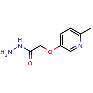Chemical structure of 2-((6-methylpyridin-3-yl)oxy)acetohydrazide , CAS 1405012-72-7, AChemBlock Q58467