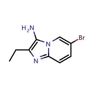 Chemical structure of 6-bromo-2-ethylimidazo[1,2-a]pyridin-3-amine , CAS 1343280-51-2, AChemBlock Q58468