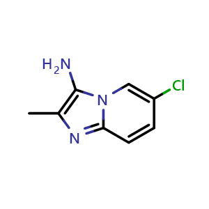 Chemical structure of 6-chloro-2-methylimidazo[1,2-a]pyridin-3-amine , CAS 1215970-72-1, AChemBlock Q58469