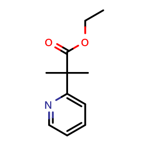 Chemical structure of Ethyl 2-methyl-2-(pyridin-2-yl)propanoate , CAS 20092-97-1, AChemBlock Q58473