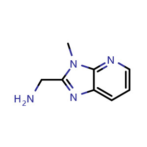 Chemical structure of (3-methyl-3H-imidazo[4,5-b]pyridin-2-yl)methanamine , CAS 1342684-08-5, AChemBlock Q58476