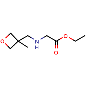 Chemical structure of ethyl ((3-methyloxetan-3-yl)methyl)glycinate , CAS 1342840-58-7, AChemBlock Q58498
