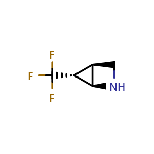 Chemical structure of (1R,4S,5R)-5-(trifluoromethyl)-2-azabicyclo[2.1.0]pentane , CAS 1623162-47-9, AChemBlock Q58523