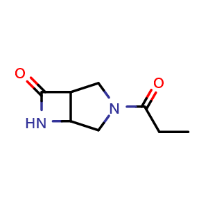 Chemical structure of 3-propionyl-3,6-diazabicyclo[3.2.0]heptan-7-one , CAS 1427380-47-9, AChemBlock Q58529