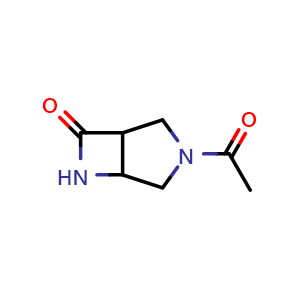 Chemical structure of 3-acetyl-3,6-diazabicyclo[3.2.0]heptan-7-one , CAS 1427379-60-9, AChemBlock Q58530