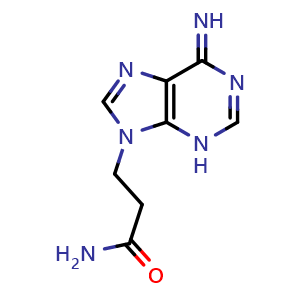 Chemical structure of 3-(6-imino-3,6-dihydro-9H-purin-9-yl)propanamide , CAS 7051-65-2, AChemBlock Q58537