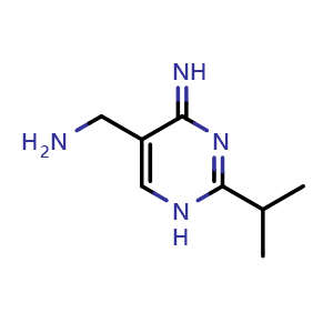 Chemical structure of (4-imino-2-isopropyl-1,4-dihydropyrimidin-5-yl)methanamine , CAS 90111-66-3, AChemBlock Q58549
