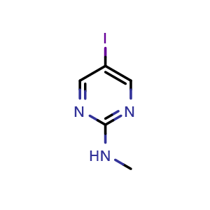 Chemical structure of 5-Iodo-N-methylpyrimidin-2-amine , CAS 16341-50-7, AChemBlock Q58560
