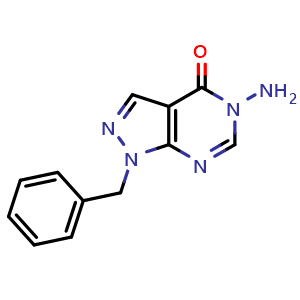 Chemical structure of 5-amino-1-benzyl-1,5-dihydro-4H-pyrazolo[3,4-d]pyrimidin-4-one , CAS 905244-78-2, AChemBlock Q58600