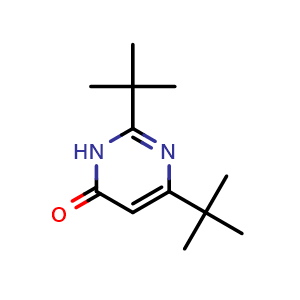 Chemical structure of 2,6-di-tert-butylpyrimidin-4(3H)-one , CAS 69050-79-9, AChemBlock Q58603