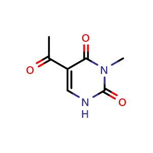 Chemical structure of 5-acetyl-3-methylpyrimidine-2,4(1H,3H)-dione , CAS 858002-18-3, AChemBlock Q58610