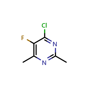 Chemical structure of 4-chloro-5-fluoro-2,6-dimethylpyrimidine , CAS 1240622-52-9, AChemBlock Q58628