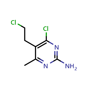 Chemical structure of 4-chloro-5-(2-chloroethyl)-6-methylpyrimidin-2-amine , CAS 306314-90-9, AChemBlock Q58639